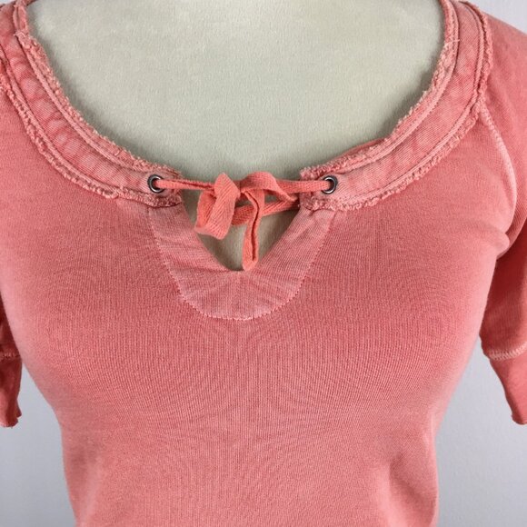 AX ARMANI EXCHANGE Dull Orange Tie Collar Short Sleeve French Terry Lining Shirt - Picture 5 of 12